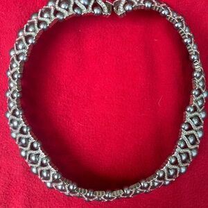 ELEGANT NECKLACE - CHOKER - PEARL - SILVER - CRYSTALS